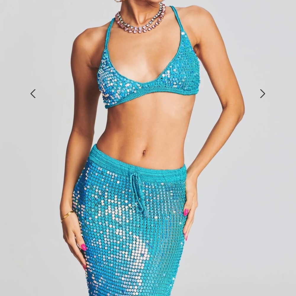 RETROFETE Leandra crochet bra top & Bobbi crochet skirt